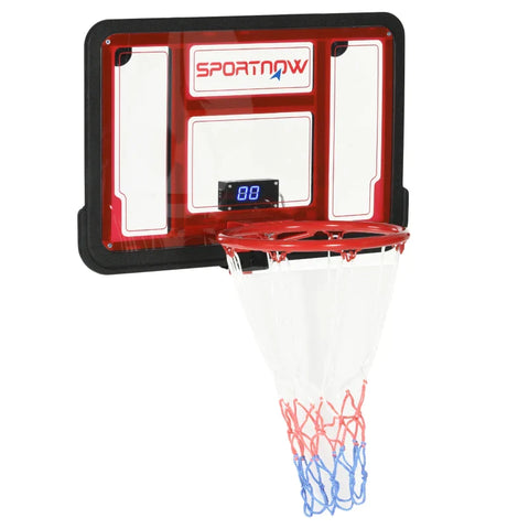 Rootz Basketball Hoop - Electronic Score Display - Wall And Door Mounting - Including Basketball - Ball Pump - Steel+plastic - Black+red - 60L x 83W x 40H cm