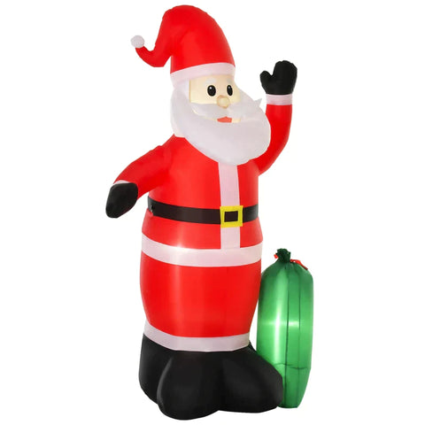 Rootz Inflatable Santa Claus - Self-inflatable - Gift Bag - Led Blower - Decoration - Red - 148 x 85 x 240 cm