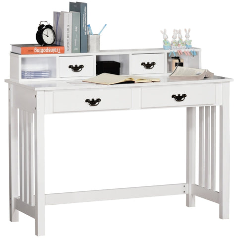 Rootz Desk - Desk With Removable Shelf - Study Table - Console Table - Computer Desk -  Writing Desk With 4 Drawers - Home - Office - White