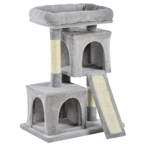 Rootz Cat Tree - Cat Climbing Tree - Sisal Posts - Cat Scratching Post - Light Grey - 59 x 39 x 83 cm