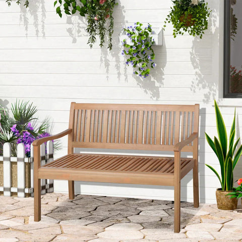 Rootz Garden Bench - 2-Person Garden Bench - Bench -  Wooden Bench - Poplar Wood - Yellow - 126.8 x 62 x 91.3 cm