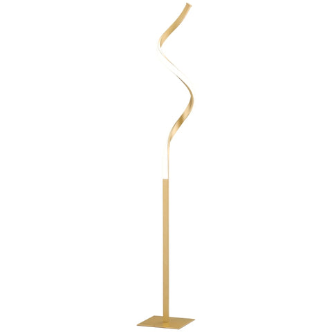 Rootz Vloerlamp - Spiraal Vloerlamp - Woonkamer Vloerlamp - Slaapkamer Vloerlamp - Voetschakelaar - Metaal - Goud - 20.5cm x 20.5cm x 147cm