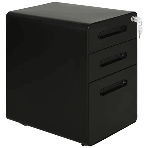Rootz File Cabinet - Rolling Container - Office Container - 3 Drawers - Home - Office - Black