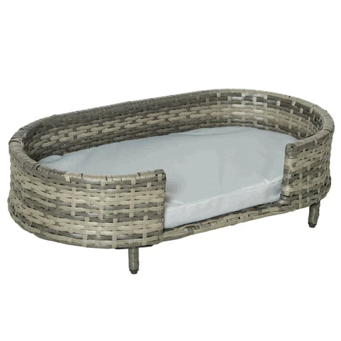 Rootz Hondenbed - Rotan Dierenbank - Oxford Stof - Bruin + Grijs - 74B x 42D x 21H cm