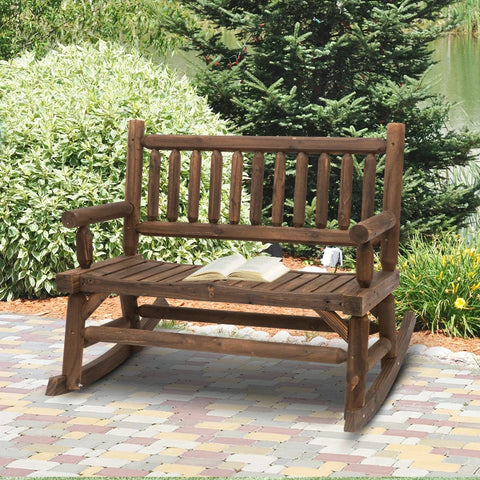Rootz Rocking Chair - Rocking Bench - Garden Chair - 2-seat - Solid Wood - Dark Brown - L112 x B67 x H93 cm