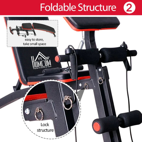 Rootz Halterbank Multifunctioneel - Zwart, Rood - Staal, Abs, Eva - 21,26 cm x 62,99 cm x 41,73 cm