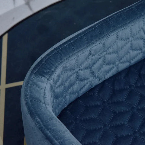 Rootz Dog Sofa - Dog Sofa with Backrest - Pet Sofa with Metal Legs - Dog Bed - Soft Cover - Cat Sofa - Metal - Blue + Gold - 63.5 x 43 x 24.5 cm