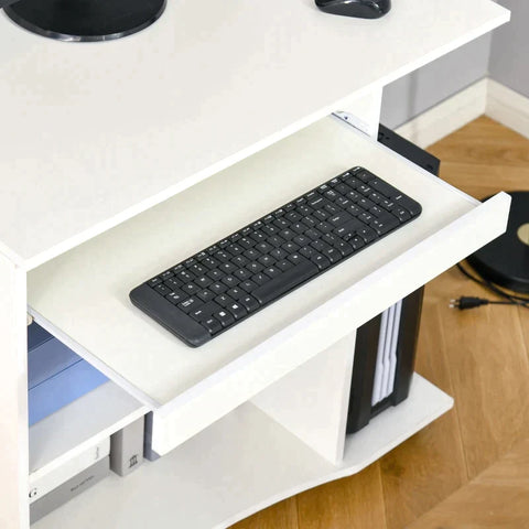 Rootz Computer Desk - Mobile Computer Desk - Desk With Wheels - White - 80 cm x 50 cm x 75 cm