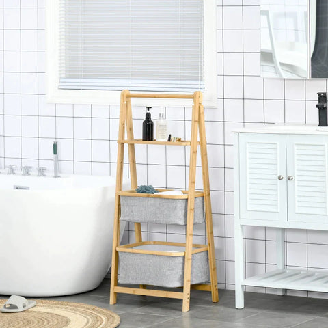 Rootz Shelf - Storage Shelf - 3-Tier Stand Shelf - Bamboo Storage Ladder - Natural