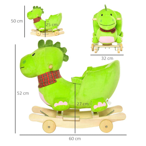 Rootz Rocking Dragon - Rocking Animal - Rocking Toy - Green - 60 X 32 X 52 Cm