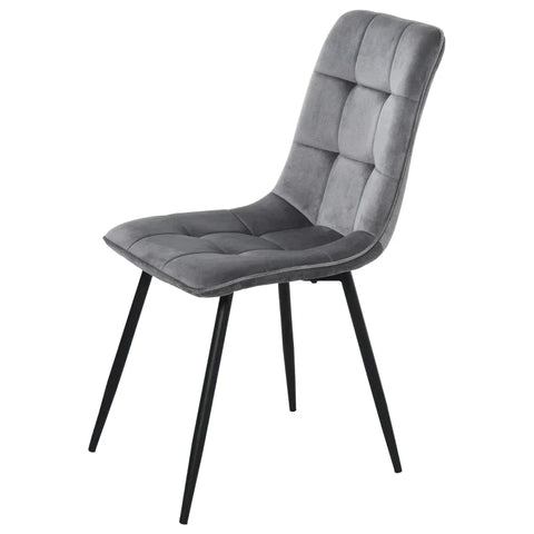 Rootz Set Of 2 Dining Room Chairs - Upholstered Chairs - Kitchen Chairs - Dining Table - Foam Metal - Gray/Black - 45 x 63 x 90 cm
