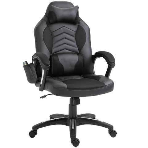 Rootz Massage Chair - Office Chair - Gaming Chair - Ergonomic Gaming Chair - With Heat Function - Black - 68 x 69 x 108-117cm