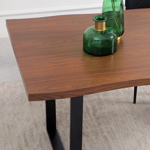 Rootz Dining Table - Kitchen Table - Industrial Design - Living Room - Mdf+Steel - Large Table - Non-slip Foot - Brown + Black - 160cm x 85cm x 75cm