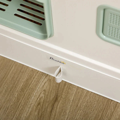 Rootz Cat Litter Box with Cover - 1 Litter Scoop - Removable Base Tray - Mint Green + White - 50cm x 40cm x 40cm