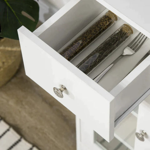 Rootz Sideboard - Chest Of Drawers - Double-door Cupboard Compartment - Adjustable Shelves - Anti-tip - White - 80 x 30 x 82cm