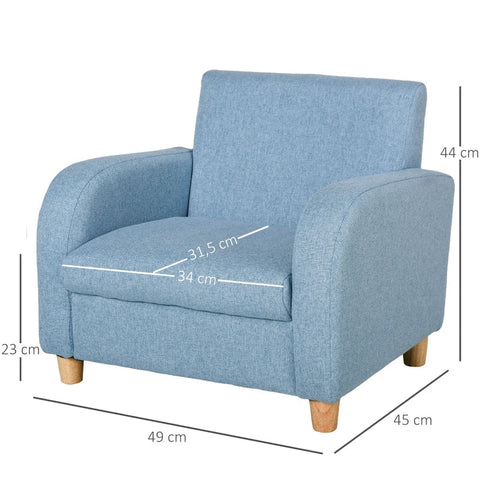 Rootz Kinderbank - Kinderfauteuil - Kinderzitkussens - Blauw - 49x45x44,5 cm