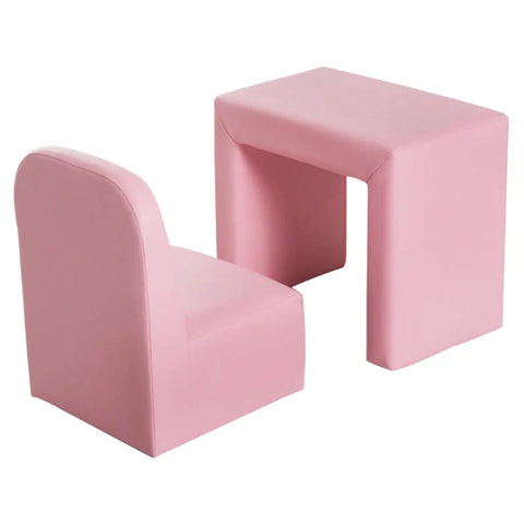 Rootz Children's Sofa - 2-in-1 Children's Sofa Table And Chair Set - Children's Armchair - Mini Sofa - Mini Armchair - Pink