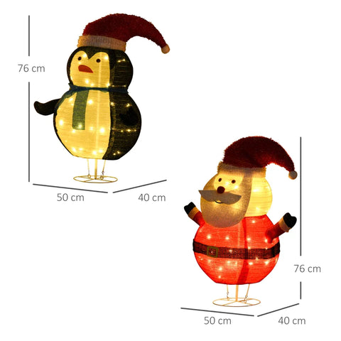 Rootz Kerstverlichting - Buiten LED - Kerstdecoratie - Zilver-wit Glitter - Kerstman - Pinguïn Kerst - Kunststof+Staal - Meerkleurig - 50L x 40W x 76Hcm