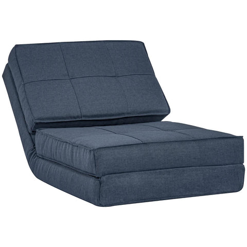 Rootz Opklapbare Vloerbank - Vloerstoel - 3-in-1 Vloerbank - Opklapbare Fauteuil - Slaapbank - Eenpersoonsslaapbank - Donkerblauw - 61 x 73 x 58 cm