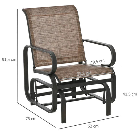 Rootz Garden Slide Chair - Outdoor Chair - Rocking Chair - Brown - 62 x 75 x 91.5 cm