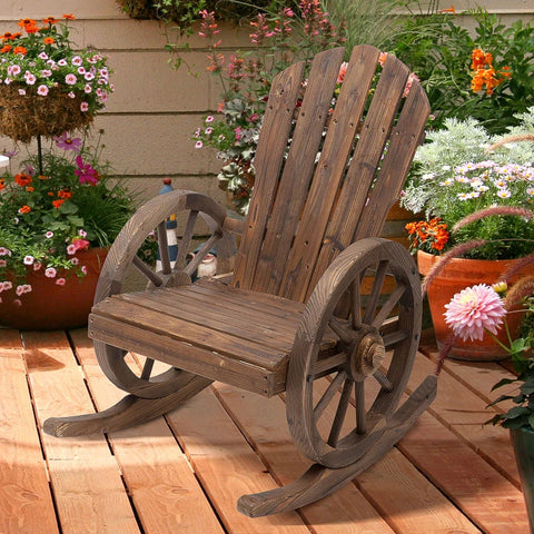 Rootz Rocking Chair - Garden Chair - Rustic Design - Fir Wood - Outdoor - Weather Resistant - 68cm x 88cm x 92cm