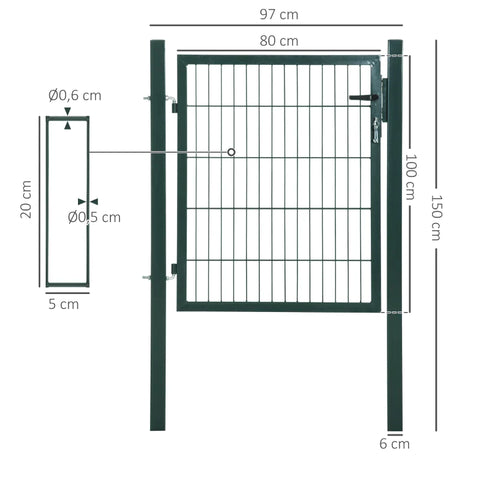 Rootz Garden Gate - Steel Garden Gate - Gate - 97 x 150 cm