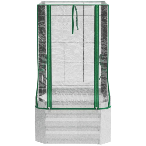 Rootz Raised Bed - Greenhouse - Set of 3 with Trellis - Plastic Cover - 53 x 53 x 90 cm