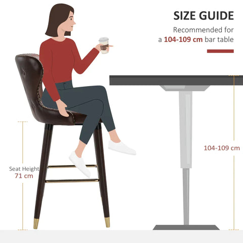 Rootz Barkruk Set - Barkruk Met Voetensteun - Barkruk Met Rugleuning - Bistrokruk - Eetkamerstoel - Bruin
