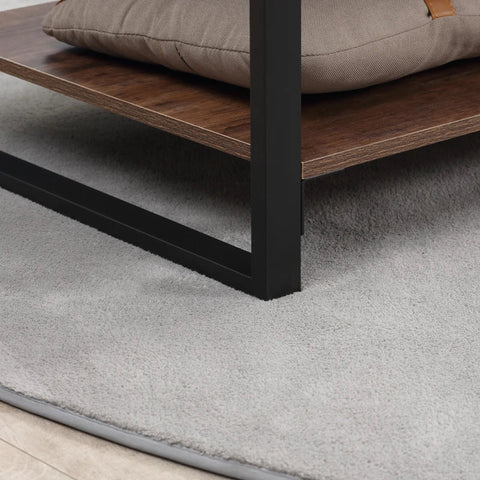 Rootz Side Table - Industrial Design - With Lower Shelf - Steel Frame - Living Room - Wood + Black - 120 x 60 x 45cm