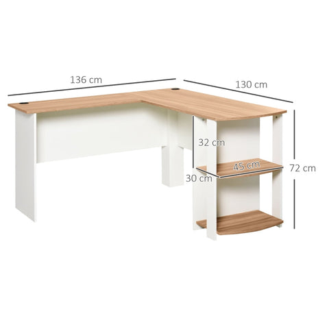Rootz Desk - Corner desk - Computer desk - Storage compartments - Office -Walnut/White - Cable management - Processed Wood