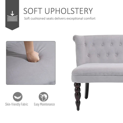 Rootz Sofa - 2-Seater Couch - Upholstered Sofa - Sofa Seating - Gray - 120 x 67 x 78 cm