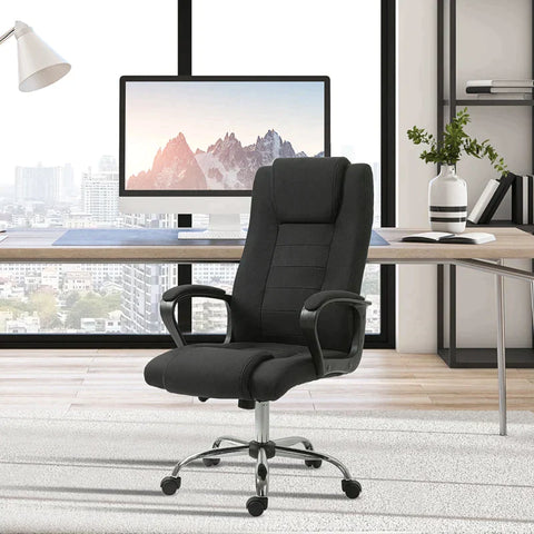 Rootz Office Chair - Computer Chair - Rocker Function - Headrest - Ergonomic Desk Chair - Black - 62 x 62 x 110-119 cm