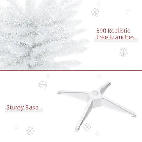 Rootz Christmas Tree - Artificial Pine Pencil Slim Tall Christmas Tree - Holiday Decor - Plastic Stand - White - Ø 55 x H180 cm