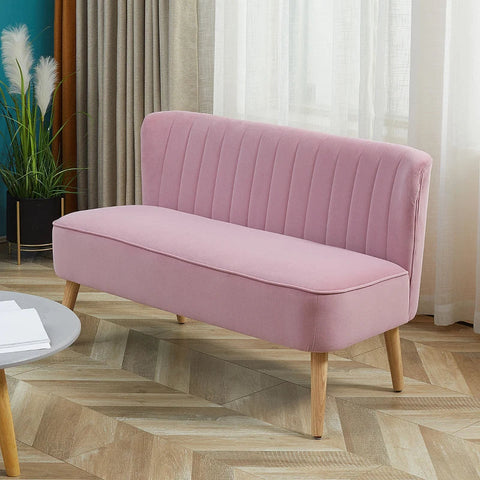 Rootz Sofa - 2-Seater Fabric Sofa - Sofa Seating - Lounge Sofa - Pink - 117 X 56.5 X 77 Cm