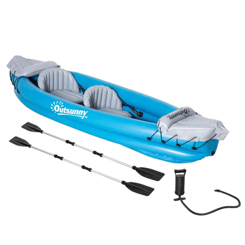 Rootz aufblasbares Kajak – 2-Personen-Schlauchboot – Kanu-Set – mit Luftkammer – Unisex – Aluminium-Ruder – Blau – 330 x 105 x 50 cm