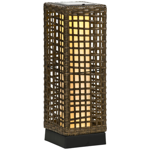 Rootz Outdoor Light - Garden Lamp - Solar Powered - 8h Burn Time - Automatic Switch-on - Rattan Look - 15.5 x 15.5 x 46 cm
