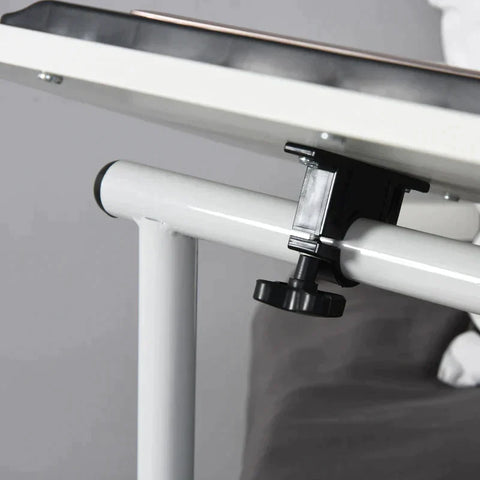 Rootz Side Trolley - Side Table - Flexible Tabletop - 2 Drawers - Newspaper Compartment - 4 Wheels - White - 60 x 40 x 90 cm