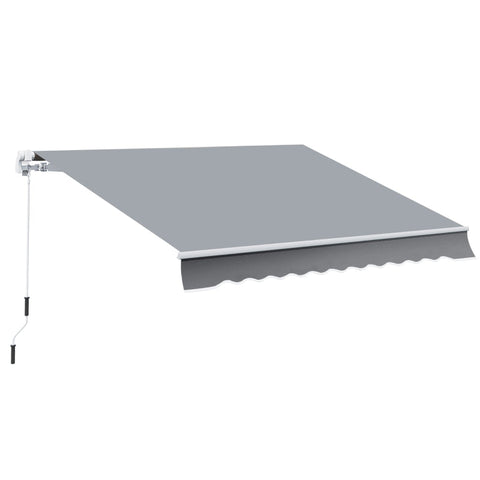 Rootz Awning - Sun Protection - Retractable - With Hand Crank - Metal Frame - Polyester - Grey + White - 3.95 x 2.45 x 3.50 m