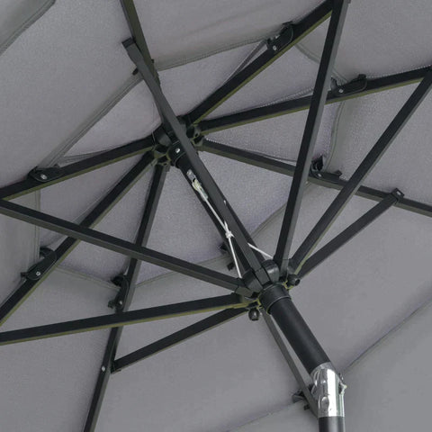 Rootz Patio Umbrella - Parasol Patio Umbrella - Market Umbrella - 8 Rib - Garden Umbrella - With Sun Protection - Dark Gray/Black