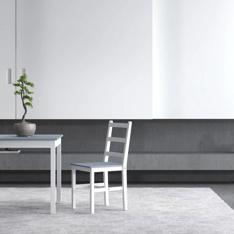 Rootz Dining Set - 2 People - Dining Rooms - 2 Chairs - Kitchen Table - 1 Table - Pine Wood - White + Gray - 75L x 75W x 73H cm