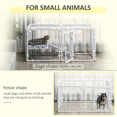 Rootz DIY Rabbit Hutch - Small Animal Run - Guinea Pig Run - Small Animal Cage - White - 68cm x 68cm x 2.5cm