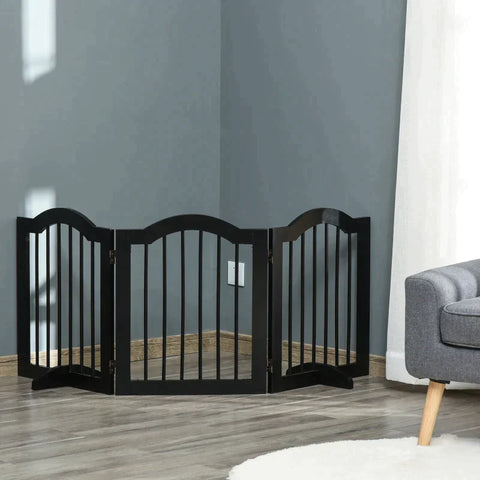 Rootz Dog Gate - Dog Barrier Safety Gate - Dog Guard - 3-part Grid - Barrier Door Safety Gate - Black - 154.5 x 29.5 x 61 cm