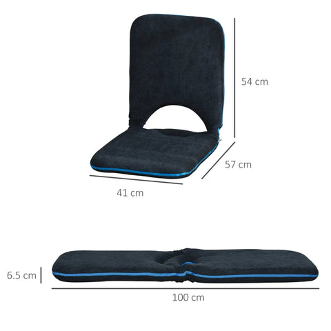 Rootz Seat Cushion - Floor Seat - Stadium Cushion - Floor Armchair - Backrest Foldable - Blue
