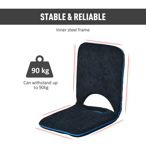 Rootz Seat Cushion - Floor Seat - Stadium Cushion - Floor Armchair - Backrest Foldable - Blue