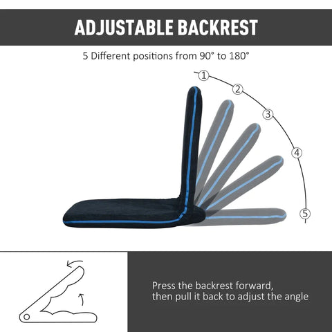 Rootz Seat Cushion - Floor Seat - Stadium Cushion - Floor Armchair - Backrest Foldable - Blue