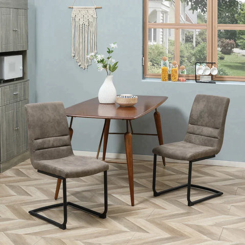 Rootz Set Of 2 Dining Chairs - Modern Design - Cantilever - Velor Look - Brown - 42 cm x 64 cm x 90 cm