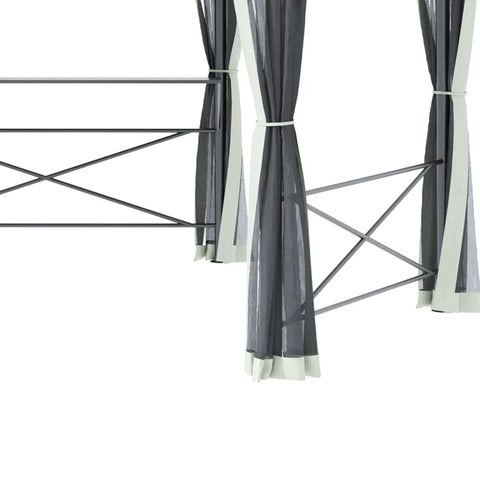 Rootz Gazebo - Party Tent - Garden Gazebo - Party Gazebo - Steel/Polyester - Grey - 4L x 4.7W x 2.8H m