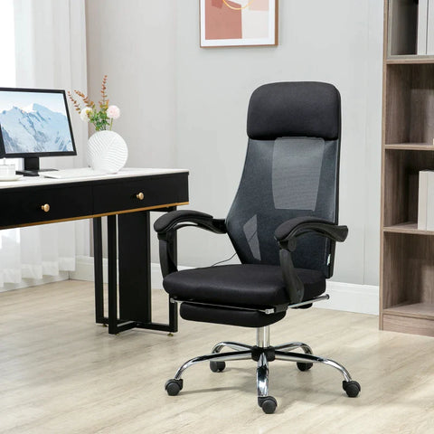 Bureaustoel Met Massagefunctie - Massagestoel - Inclusief Voetsteun - 2 Trilpunten - USB Interface - Zwart - 60L x 57W x 115-123H cm