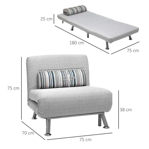 Rootz Adjustable Sofa - Folding Bed - Guest Bed - Sofa Bed - Folding Mattress - Gray - 75 X 70 X 75 Cm