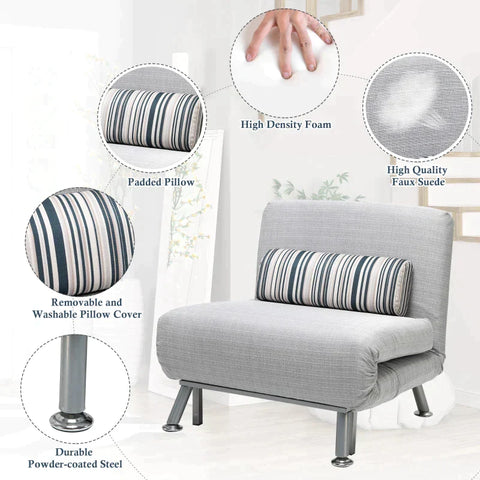 Rootz Adjustable Sofa - Folding Bed - Guest Bed - Sofa Bed - Folding Mattress - Gray - 75 X 70 X 75 Cm